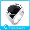 TKB-R0070 Acero inoxidable de alta calidad, alto pulido, color negro, circonio cúbico, hombres de piedra, anillo de promesa para él y para ella